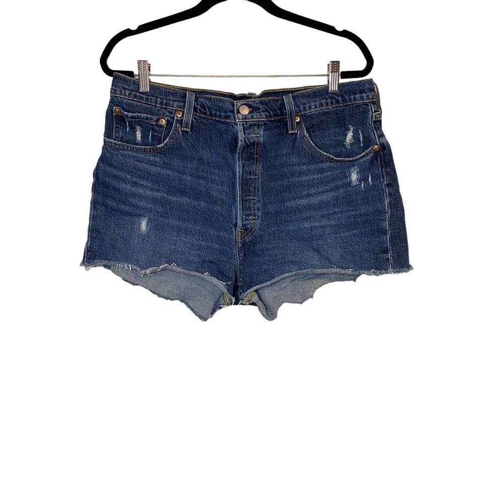 Levi's 501 Big E Women's Button Fly High Rise Denim‎ Blue Jean Shorts Size 34